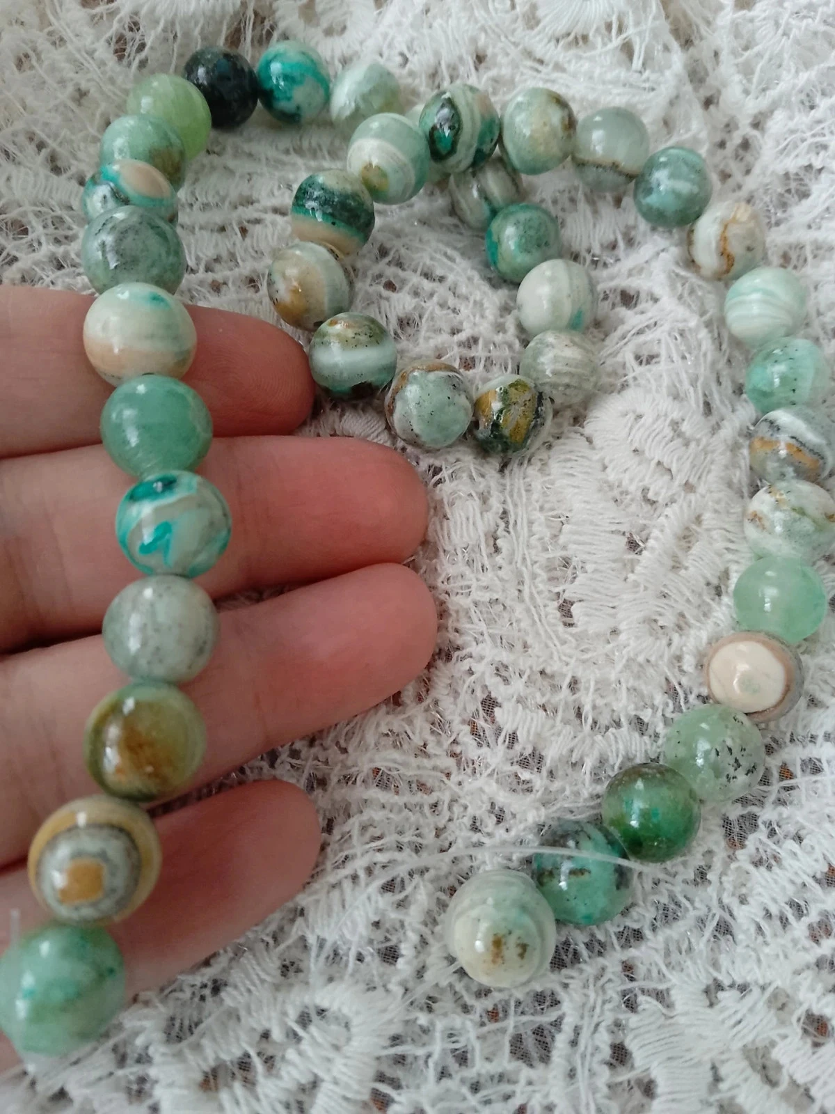 Conjunto de contas de pedras de chrysoprase natural 10mm – photo 2
